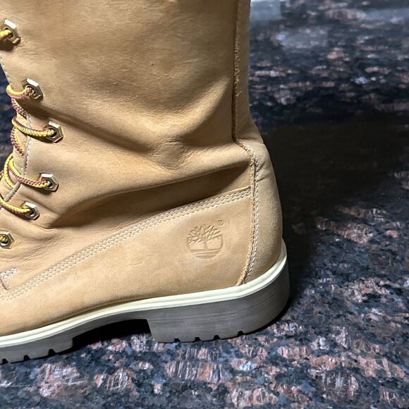 Timberland Lace Up Tall Boots Women’s 9 Wheat Brown Leather 16" Style 23345 - Picture 5 of 16
